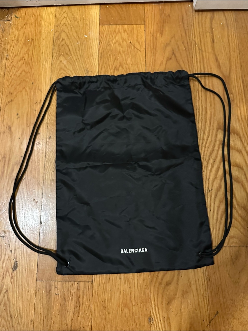 Balenciaga Black Nylon Drawstring Backpack